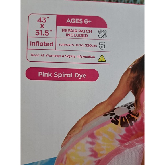 Justice Pool Float Lounge Chair Inflatable Back Rest Chair Float Swim 43"x31.5" - Picture 3 of 3